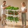 Hydroponik Anzuchtsystem Kit, 3-stufig 108 Löcher UPVC-Rohr Hydroponik Grow Kit mit zeitgesteuerter Bewässerung, Verdickte Hydroponikrohre, Indoor Hausgarten