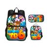 Bloons TD 6 Round Front Pocket Backpack Pencil Case Ice Pack 3Pcs Set Game Printing Kindergarten Primary School Boys and Girls