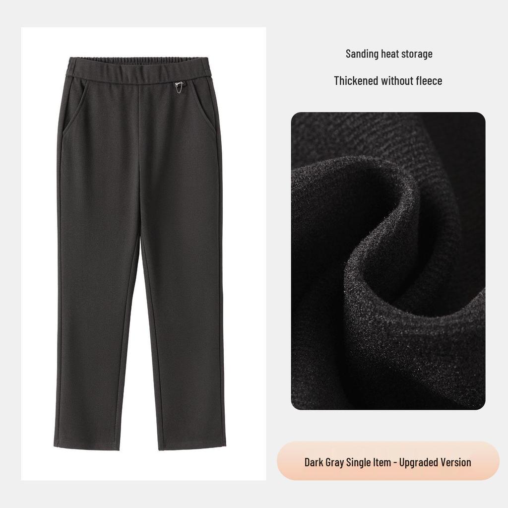 Plus Size Fleece-Lined Black High Waist Pants for Women - Stretchy, Casual, Perfect for Autumn and Winter. Ideal for Middle-Aged and Elderly Ladies.