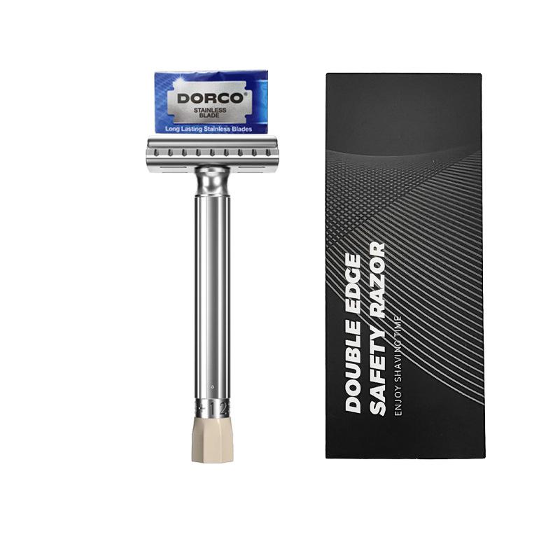 Adjustable T-Type Manual Razor for Men - Double-Edge, Old-Fashioned, Two-Piece Design