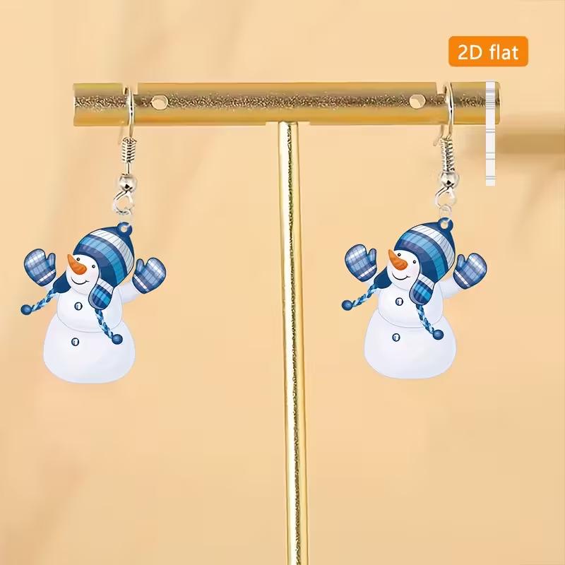 New Year Snowman Acrylic Earrings: Festive Cartoon Snowman Christmas Ornaments Single Acrylic Ornament (No Hook)