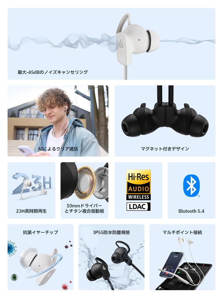 Edifier W280NB PRO Neckband Wireless Earphones with Bluetooth Noise Noise Magnetic 23 Hours of Music Low IP55 Lightweight and Comfortable for Outdoor