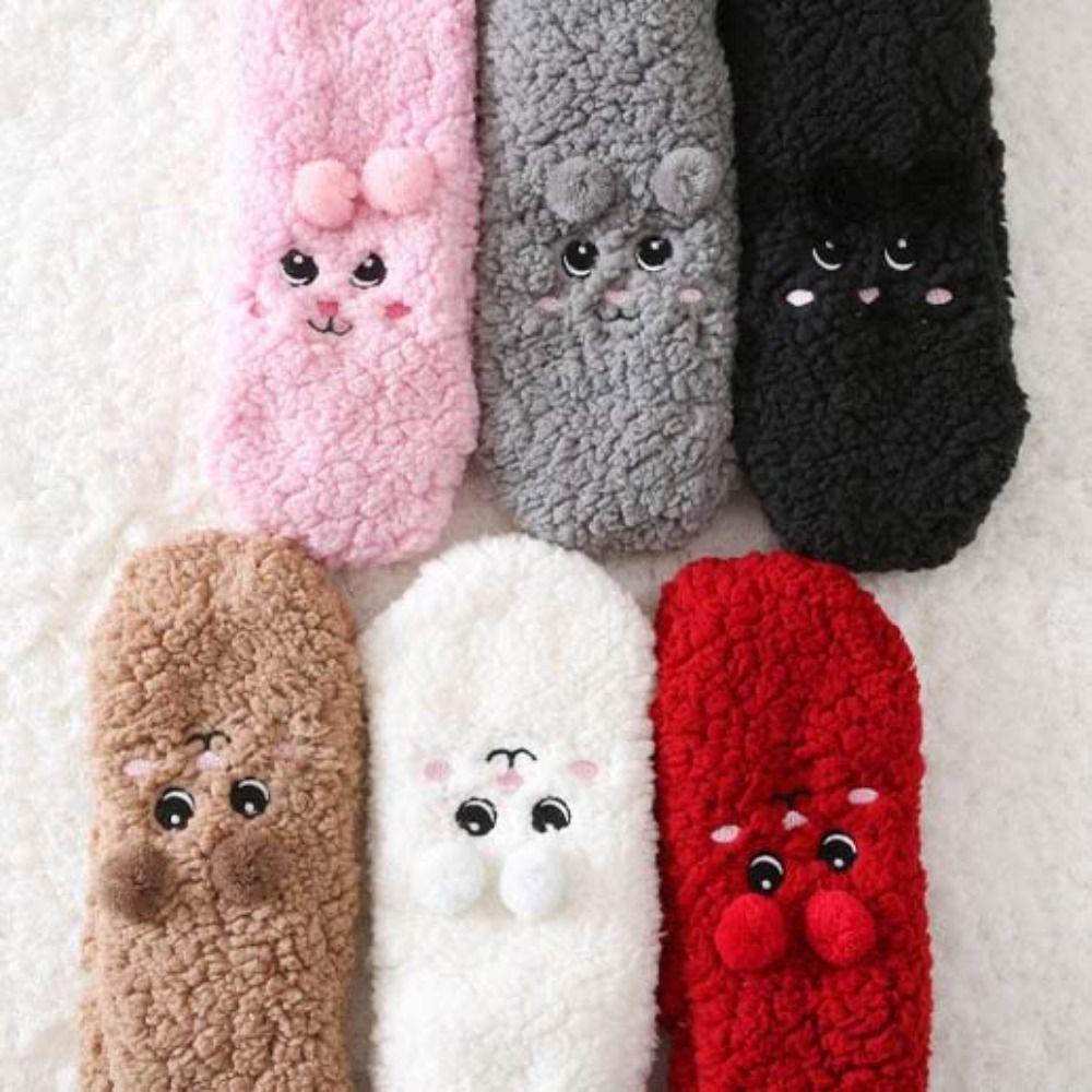 Șosete de podea de pluș, șosete de dormit cu desene animate, șosete termice moi și groase, cadouri