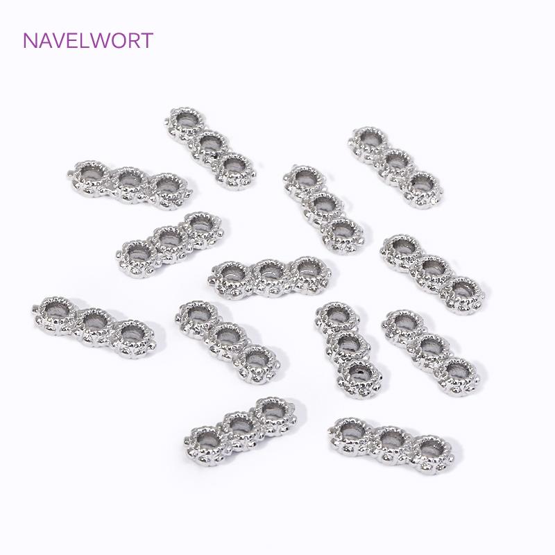 18K Gold Plated 3 Hole Snowflake Shape Separators Multistrand Spacer Bar Connector For Beadwork Jewelry Making DIY Accessories