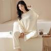 Women's Cute Cartoon Couple's Pajamas Set - Spring/Autumn Long Sleeve Round Neck Pure Cotton Home Wear