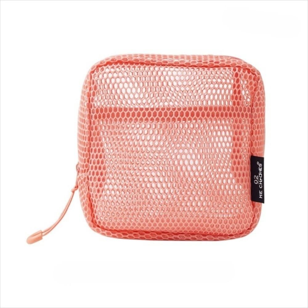 

Mesh Cosmetic Bag Candy Color Zipper Coin Purse Portable Lipstick Key Storage Pouch Style 2-Orange