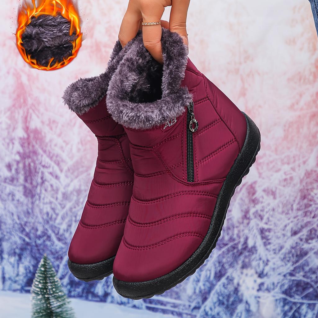 Women's Ankle Booties with Fuzzy Collar Stylish Winter Footwear Comfortable Slip Trendy Short Boots Perfect for Cold Weather