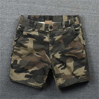 Men's Summer Thin Cotton Camouflage Cargo Shorts - Trendy and Versatile Three-Quarter Length