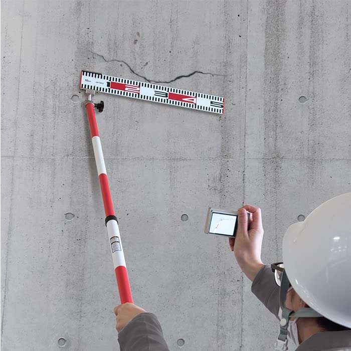 Shinwa Sokutei Pole Level Aluminum 50cm Width 60mm Telescoping 2m 2 Tiers 76937 Red/White