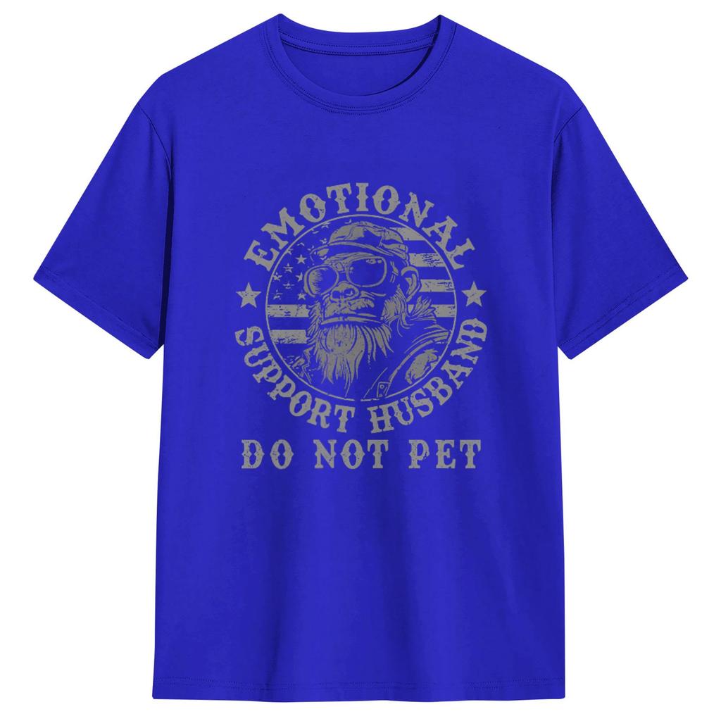 Emotional Support Husband Do Not Pet Funny Monkey TShirt Cool TShirts Short Sleeve Tops Beach Cotton Plus Size Top Tees
