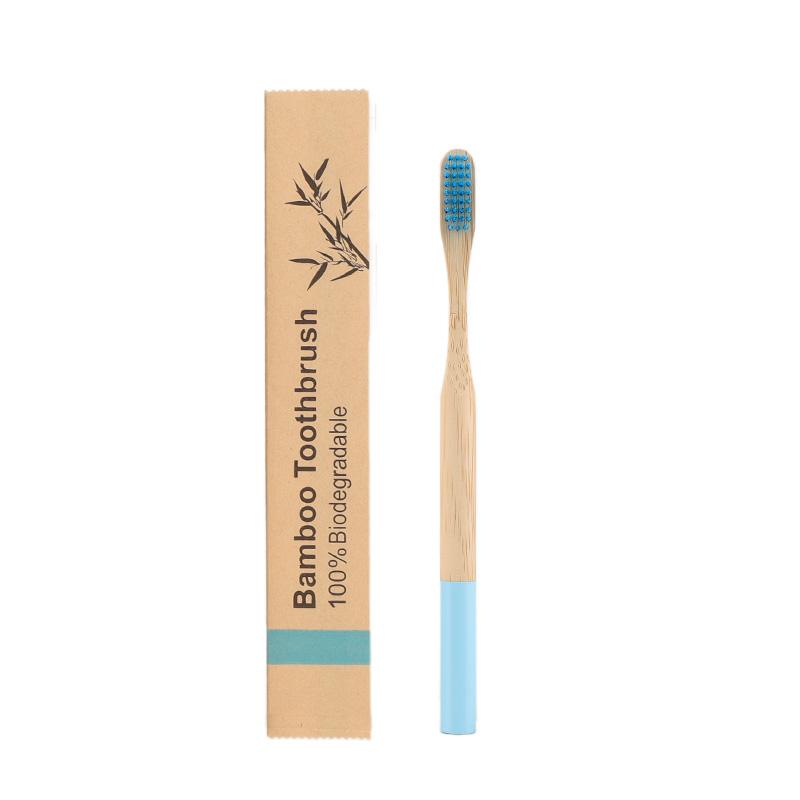Custom Logo Kraft Bag BPA Free Color Painted Round Handle Adult Soft Eco Biodegradable Bamboo Toothbrush
