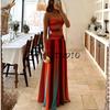 Spring and Summer Women's Clothing Word Collar Sleeveless Printed Tube Top Vacation Style Mesh High Waist A- line Long Midi Skirt Dress
