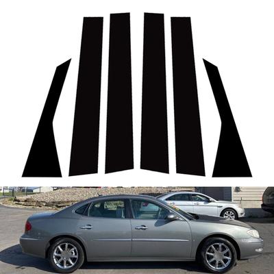 6 st Passar För Buick Lacrosse 2004-2009 Glansig Svart PC-material Spegeleffekt Bil Dörrfönster Mitten Mittre BC-stolpe Stolpe Kåpa Trim