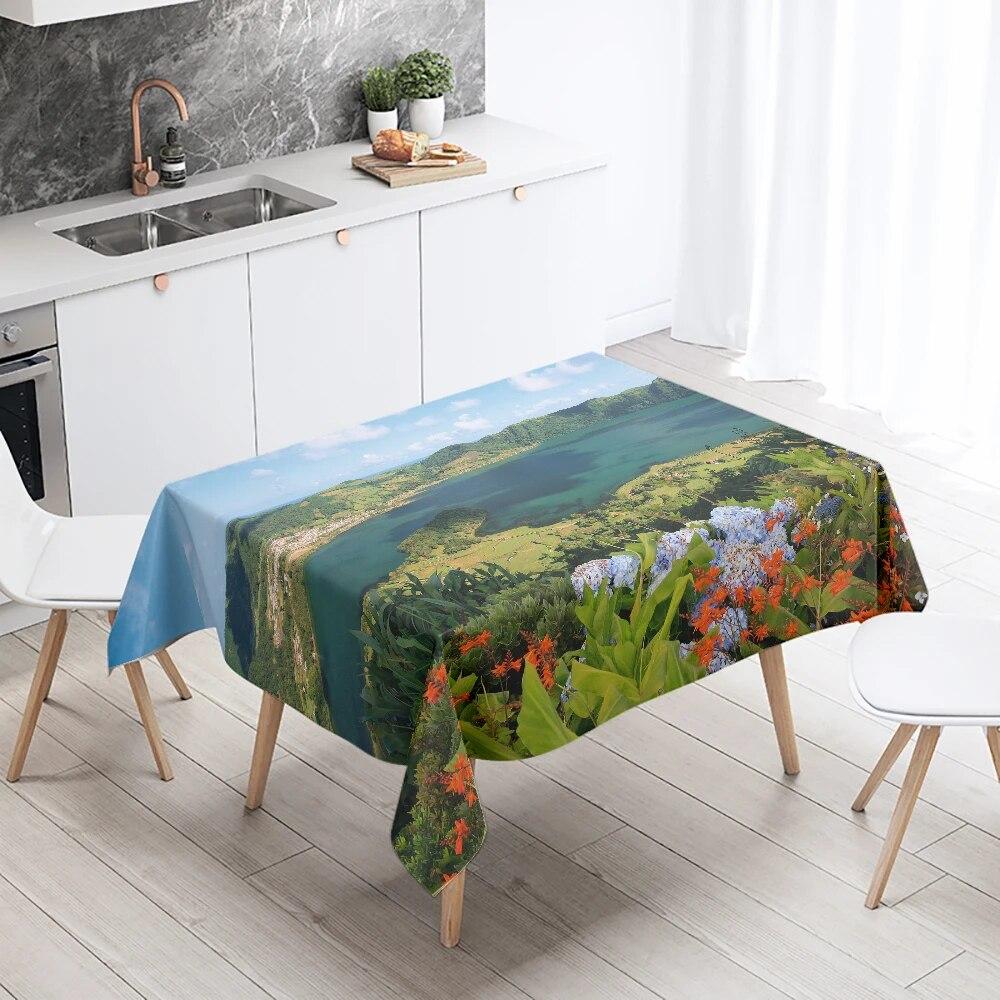 Natural World Landscape Tablecloth Camping  Waterproof Rectangular  Restaurant Table Home Decor