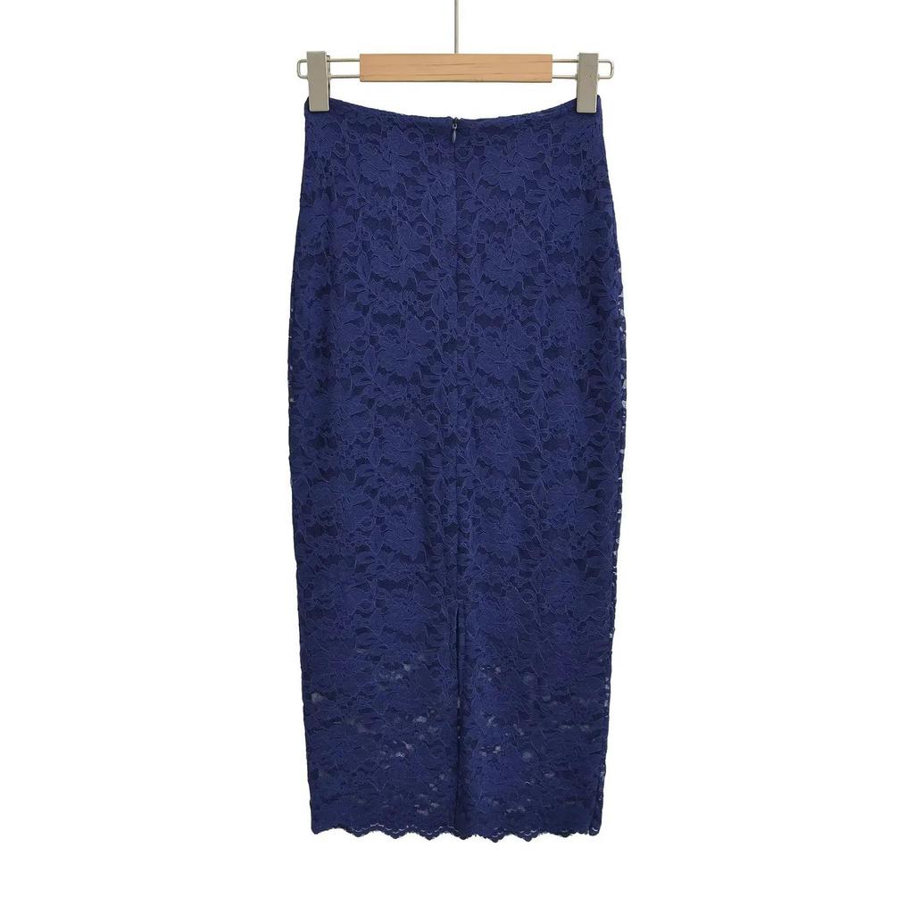 Retro Summer Lace Slit Skirt - Slimming Hip-Hugging Design for Women