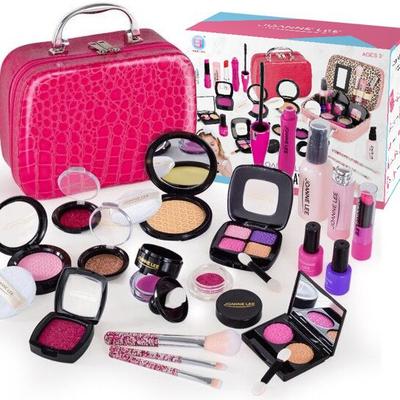 Cosmetici Simulati per Bambini Giocattoli per il Trucco per Ragazze Set Borsa da Mano con Contenitore Anti-Macchia