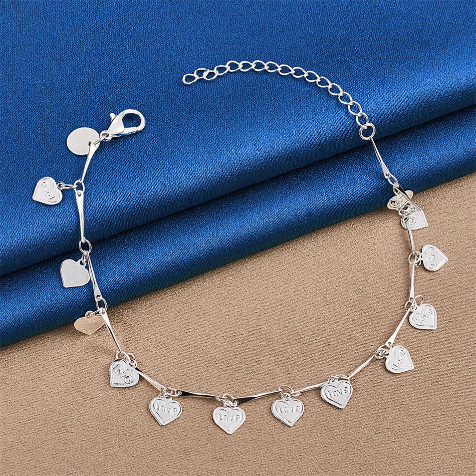 Charm 925 sterling silver 8-inch exquisite heart-shaped bracelet for women's fashion parties, wedding gifts and accessories
