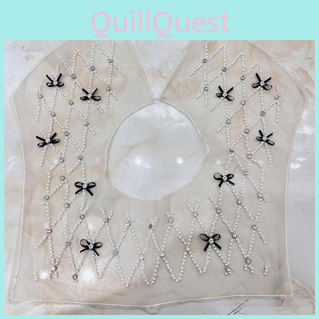 Girl Dressmaking Accessories Lace Collars With Artificial Pearls And Rhinestone Decor For Creative Diy Apparel