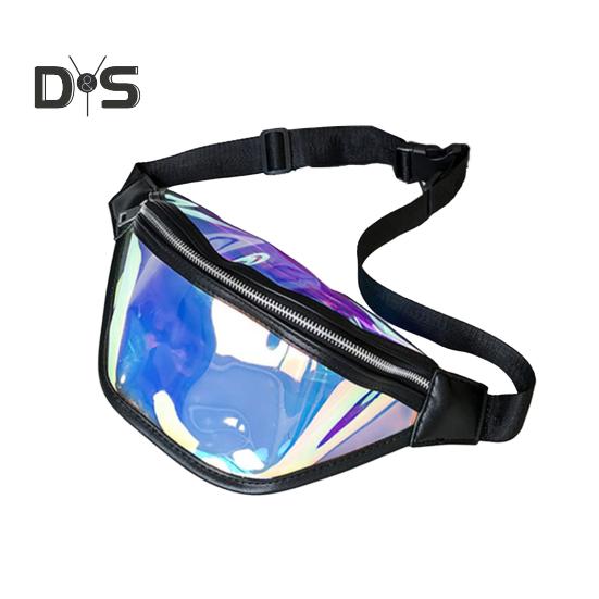 Прозрачная поясная сумка, водонепроницаемая мини-поясная сумка, переливающаяся, с регулируемым ремешком для женщин и мужчин, для путешествий, фитнеса и использования на открытом воздухе чёрный