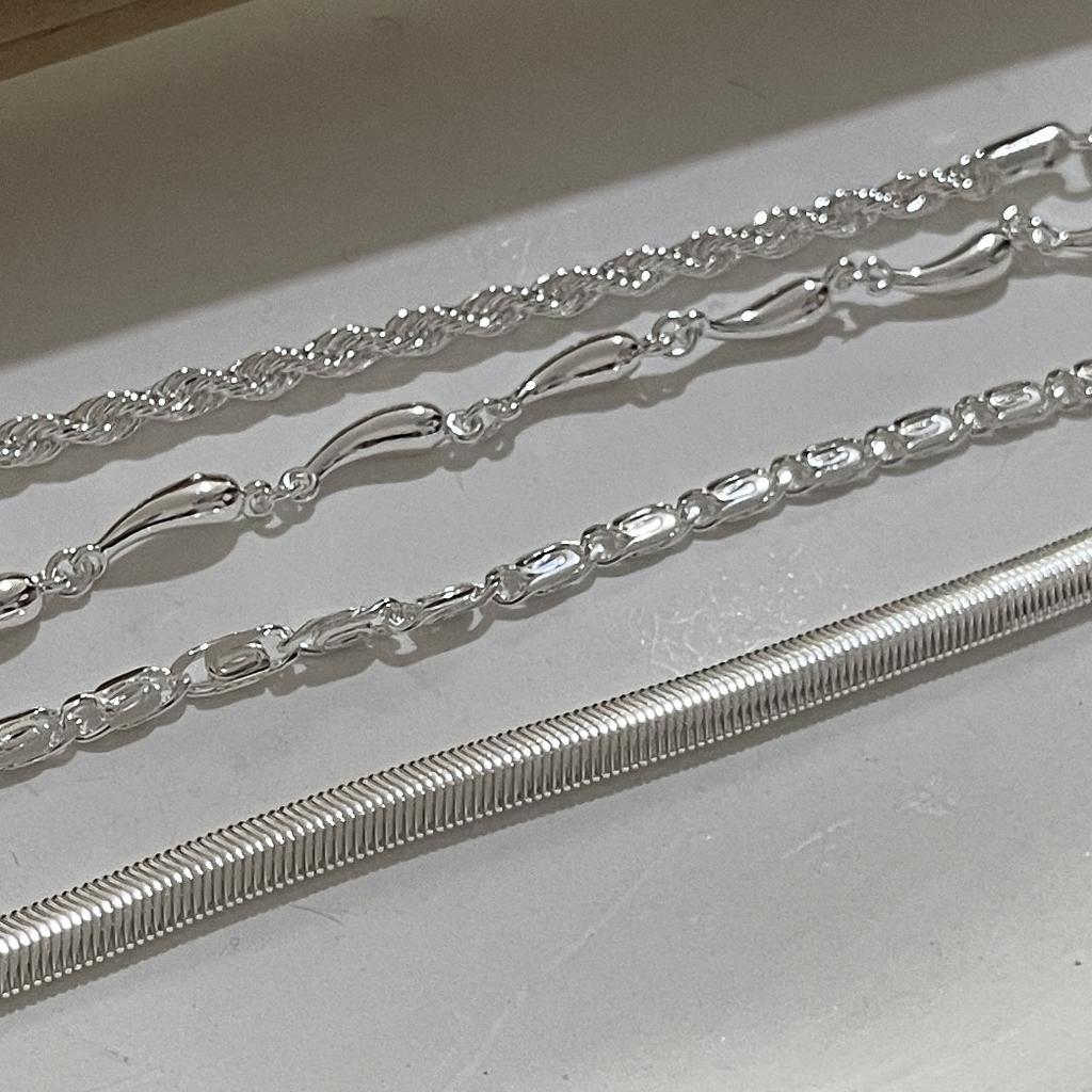 100% Solid 925 Sterling Silver Metal Bracelet for Women Vintage Handmade Simple Chain Bracelet Birthday ChristmasGift