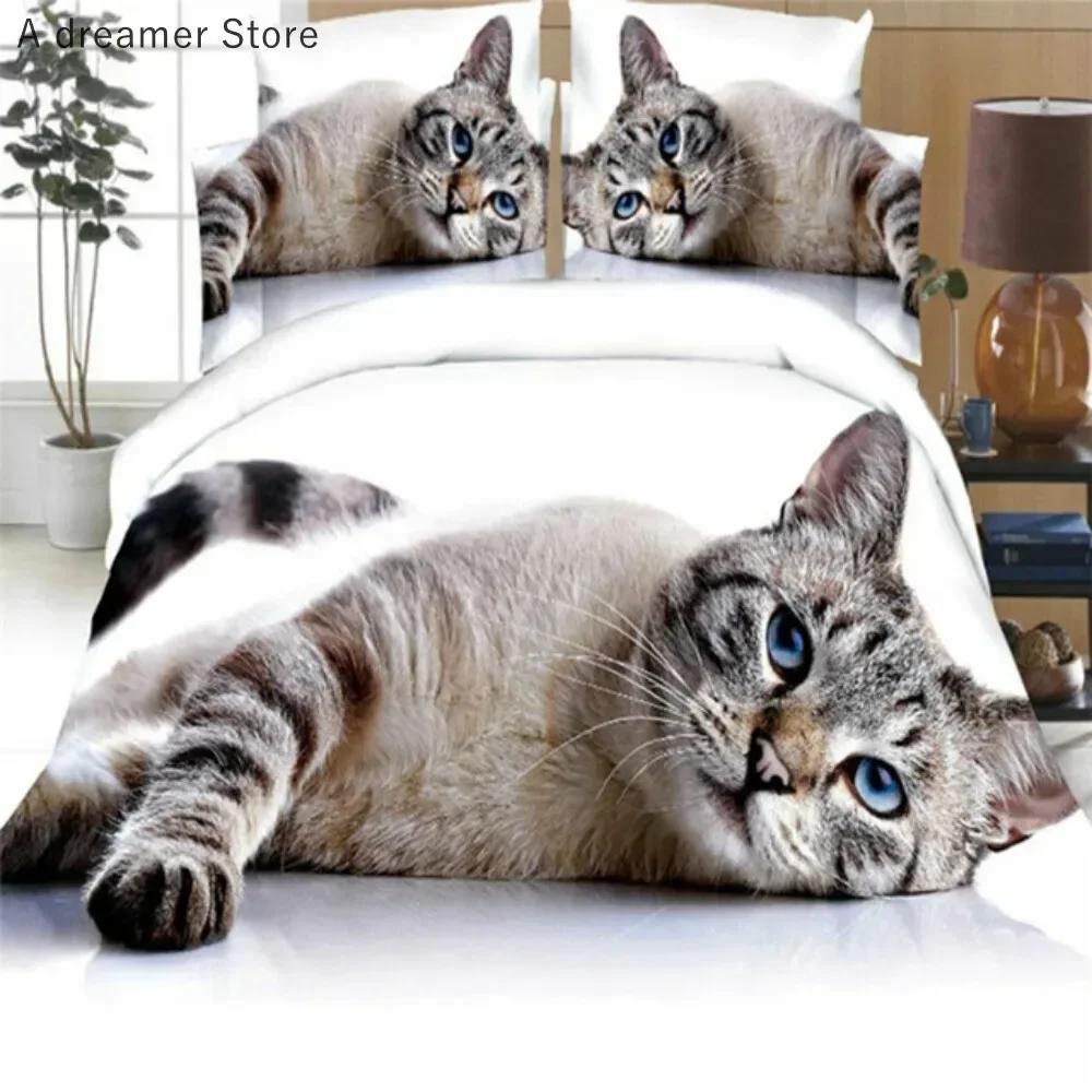 3D Lustige Süße Katzen Schwarze Katze Bequemer Bettbezug Steppdecke Kissenbezug Bettwäscheset Kinder Schlafzimmer Dekoration Heimtextil