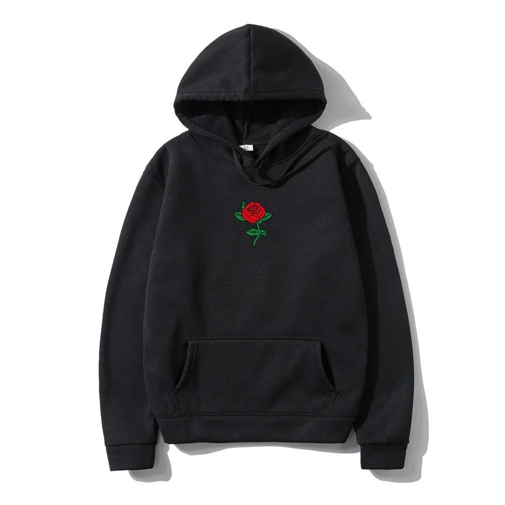 Mikina s kapucí Harajuku Unisex Móda Streetwear Květ růže Potisk Mikiny Topy Pulovry Unisexy Mikina s kapucí Oblečení s kapucí