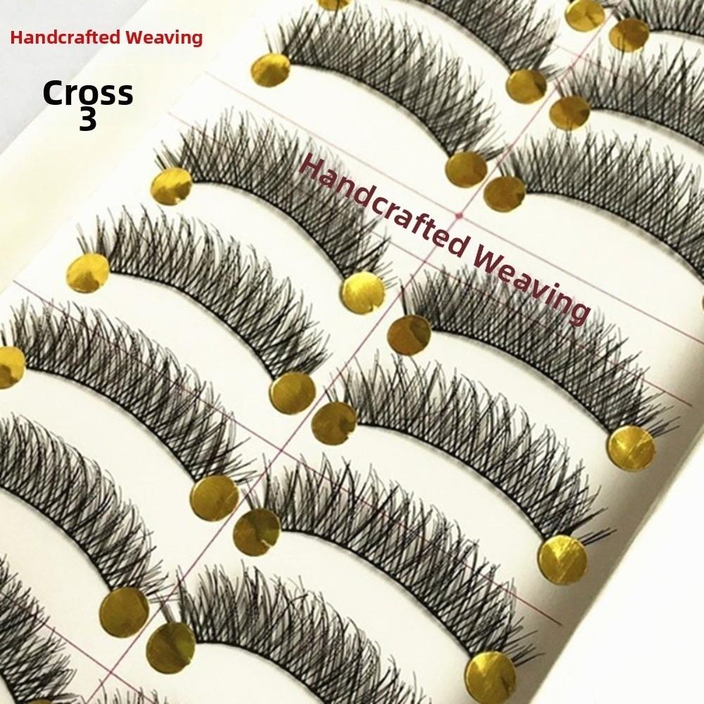 10 Pairs/Box 12MM Natural Handcrafted False Eyelashes Black Handmade Fake Eyelashes Party