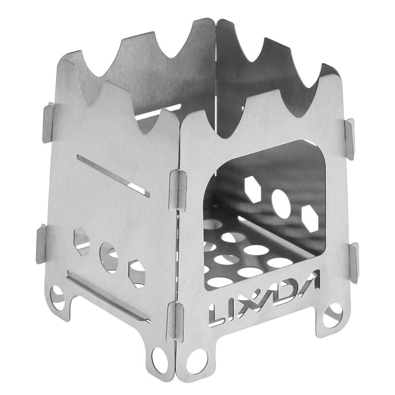 Lixada Titanium/Stainless steel Outdoor Camping Stove Portable Ultralight Folding Wood Stove Pocket Stove Camping Fishing Hiking