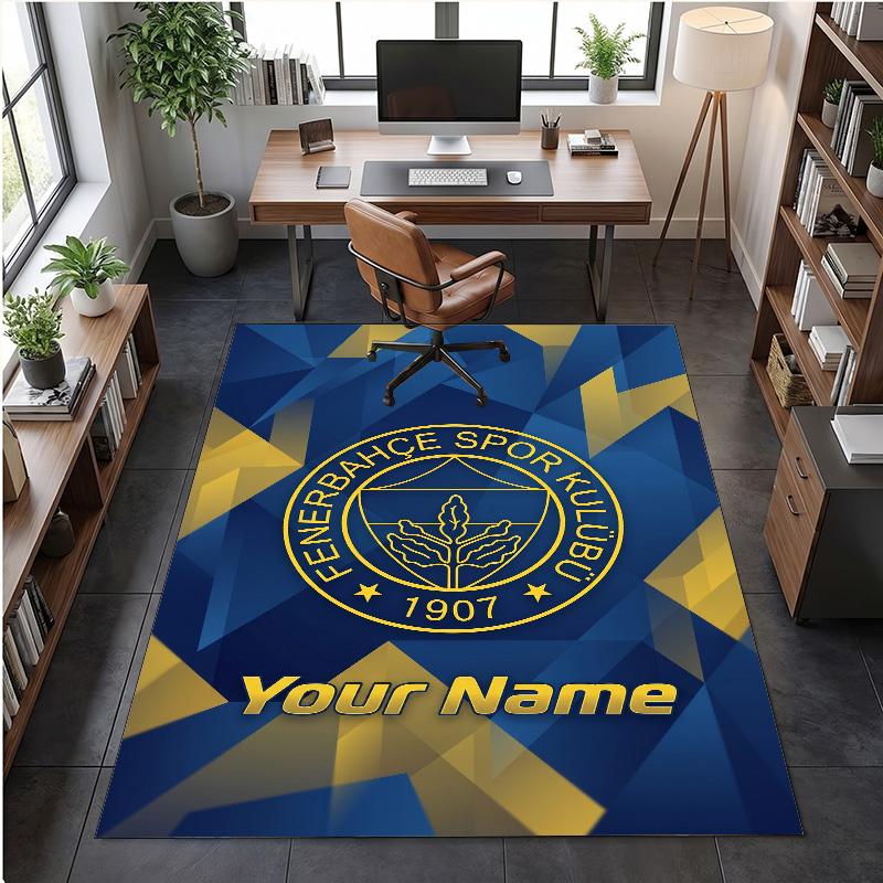 Crystal Velvet Rug Fenerbahçe FC Print Custom Name Text Floor Mat Home Decor