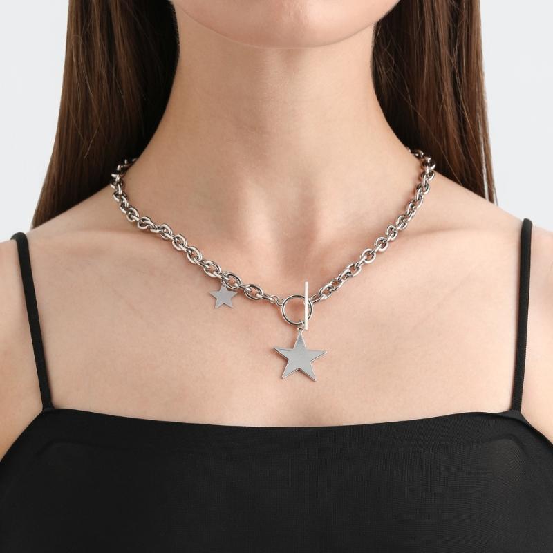 Collarbone Chain Temperament Simple Metal Five-pointed Star Necklace Bracelets