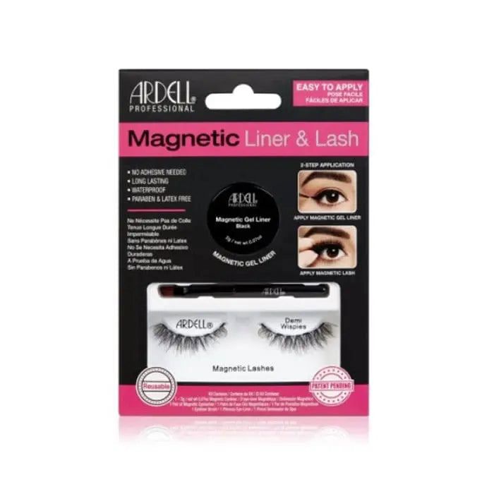 False Eyelashes - Ardell - Demi Wispies - Magnetic - Black - Kit with Gel and Brush