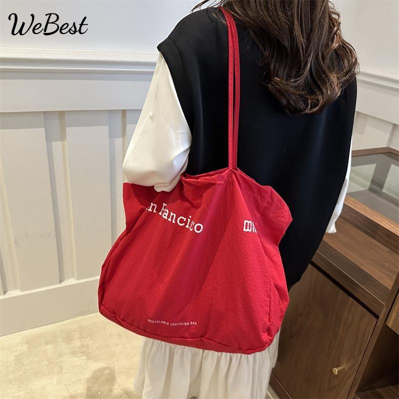 

New Style Simple Solid Color Letter Tote Bag with Large Capacity чорний