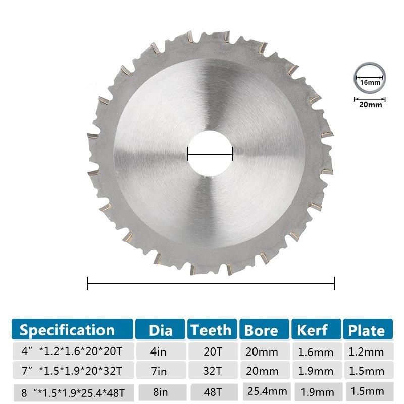 1pcs Metal Cutting Blade 4"/7"/8" 20T 32T 48T Circular Saw Blade For Aluminum Iron Steel Metal Cutting Disc Carbide Saw Blade
