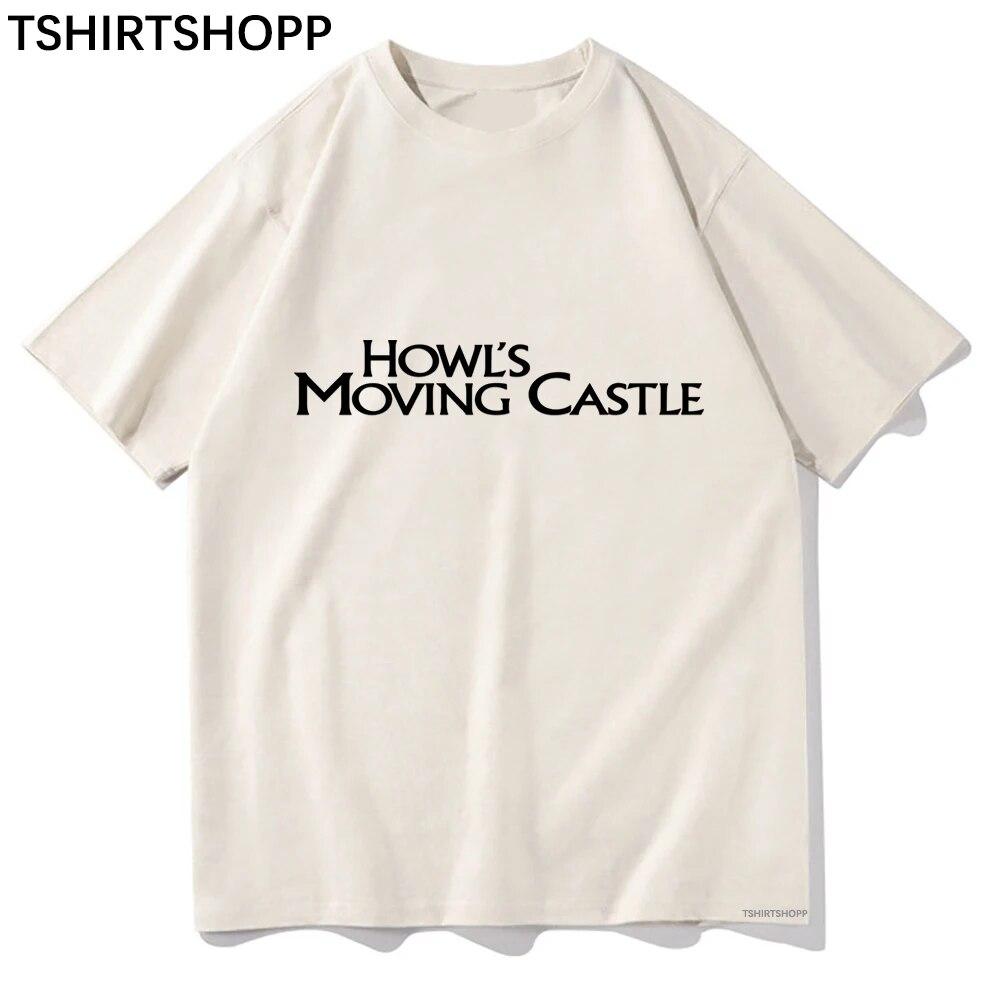 Anime Howl's Moving Castle Tişört Estetik Kadın Giysileri Yaz Sokak Giyim Tişörtü Kawaii Unisexga Tişörtler Unisex Pamuklu Üstler