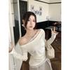 Oblique Shoulder Sexy Long-Sleeve T-Shirt - Early Autumn Slim Fit