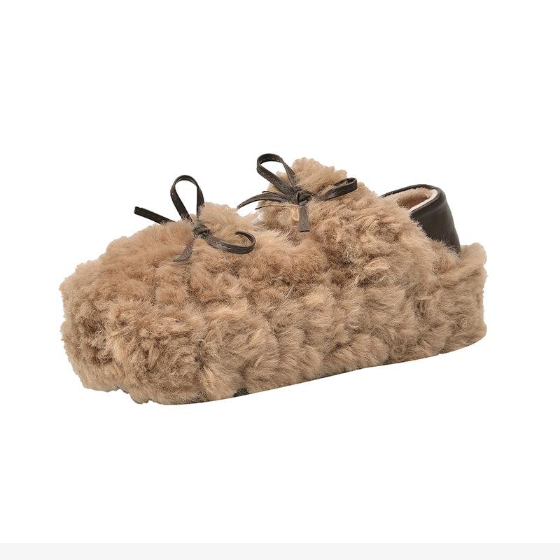 

Хлопковые туфли с двойным бантом, два варианта носки, на одну ногу, модные, универсальные, на толстой подошве, для осени и зимы 2025 года, женские туфли Мао Мао для улицы 35