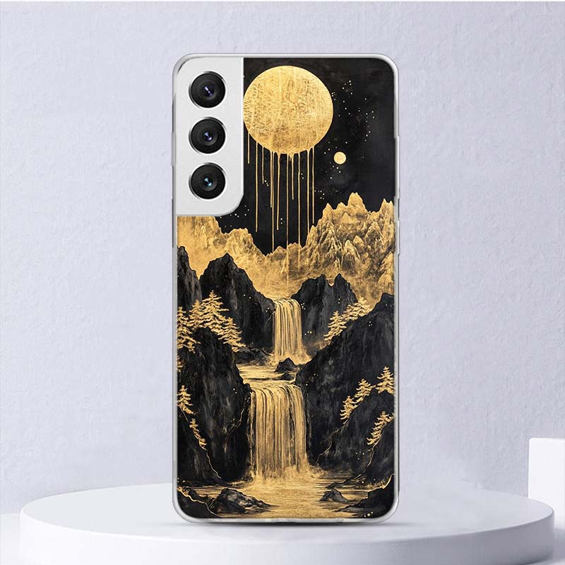Chinese Style ink Painting Art Soft Case For Samsung Galaxy S25 S24 S23 S22 Ultra Phone Cover S20 FE S21 Plus S25 Edge + Funda C
