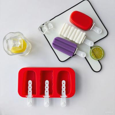3 Förpackningar Silikon Glassform BPA-fri Isform Stapelbar Glasspinne Isglassmaskin Återanvändbara Pinnar och Lock Glassverktyg