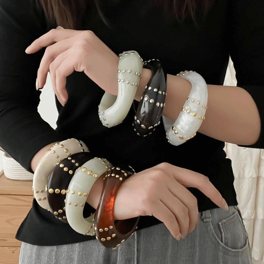 Resin Rivet Bracelet Vintage Irregular Geometric Bracelet Exaggerated Chunky Bangle Decoration