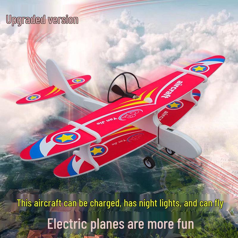 Electric Foam Hand-Throw Biplane Drone Glider Model Airplane Toy