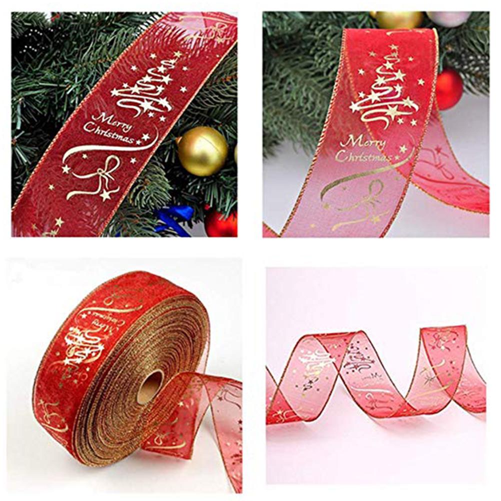 6.3*200cm Christmas Gauze Decorative Ribbon Transparent Printed Ribbon