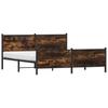 Metal Bed Frame Without Mattress Smoked Oak Finish 200 X 200 Cm