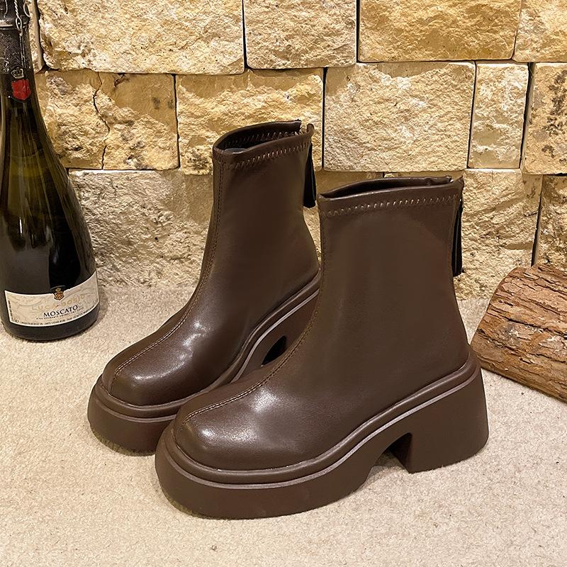 

Small man heightening thick-soled Martin boots women s 2025 spring new temperament versatile and thin thick heel thin boots short boots 40