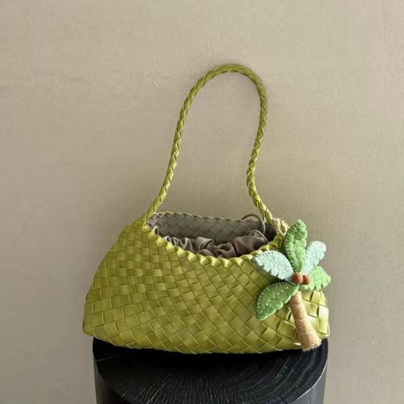 Summer Underarm Women'S Handbag Imitation Leather Woven Bag Large Capacity Mother-Child Bucket Bag Casual Vacation Shoulder Bag