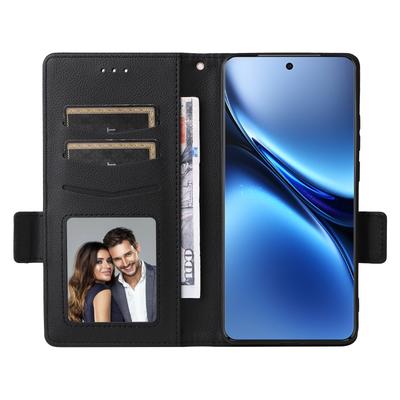 Para vivo X200 Pro 5G Funda con Correa de Muñeca Textura Lichi Cuero PU Billetera Cubierta de Teléfono