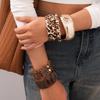 Acrylic Smudged Leopard Print Splicing Bangles for Women Personalized Fashion Gold Color Bracelet Exaggerated Style Hand Jewelry