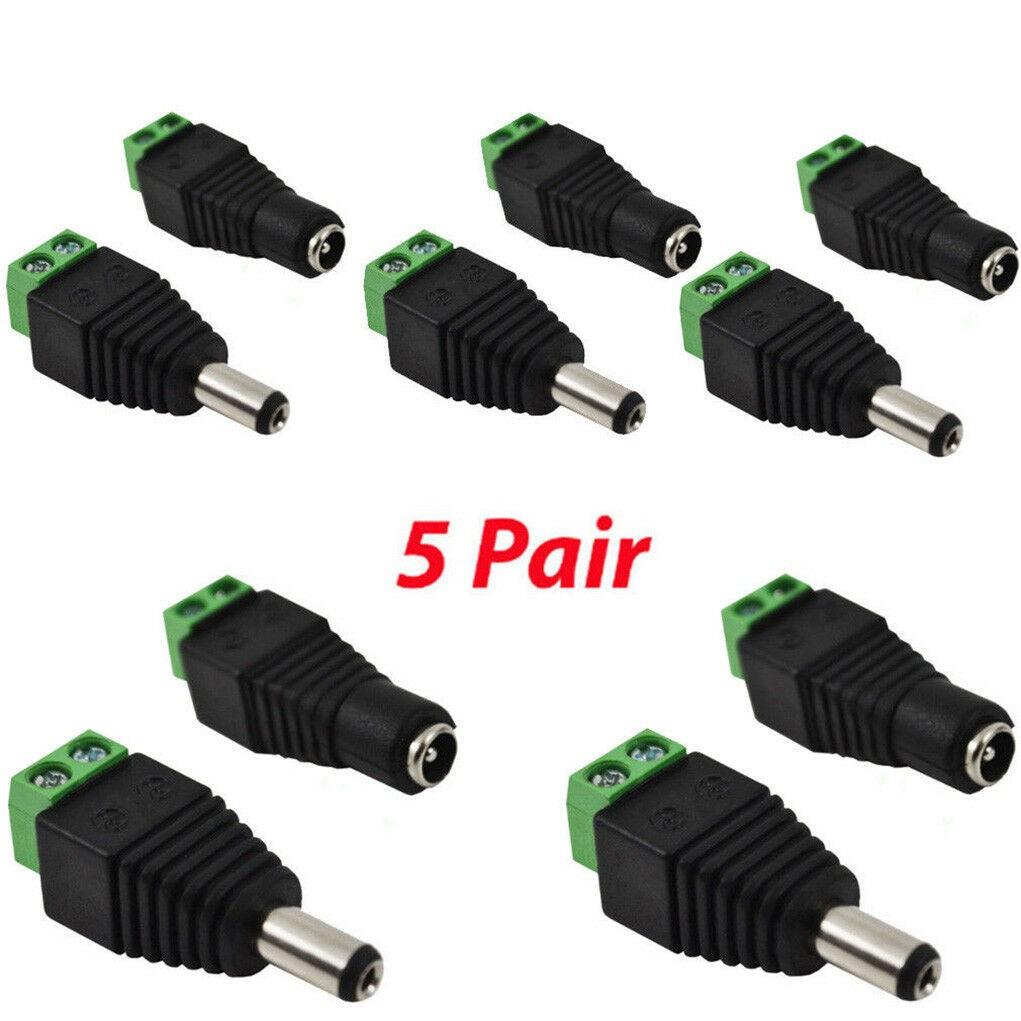 10x 2.1mm Male Female DC 12V Power Plug Socket Screw Terminal CCTV Adaptors