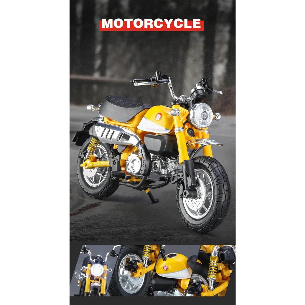 1/12 Honda Monkey 125 Alloy Motorcycle Model Die Cast Toy Vehicle Simulation Sound and Light Off Road Autocycle Collection Toys