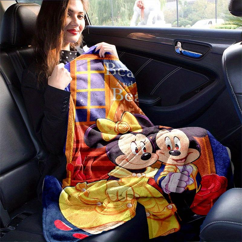 1pc, Home Decorative Beauty and the Beast Mickey Minnie Flannel Throw Blanket Perfect Gift for Bedroom, Living Room, Travel, Camping, Car