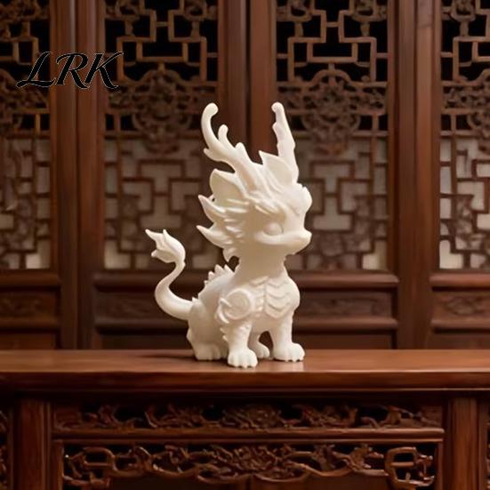 Auspicious Qilin Ornament 3D Printed Statue, Traditional Chinese Mythical Beast Figurine, High Precision Dragon Scale Carving Wealth And Blessings